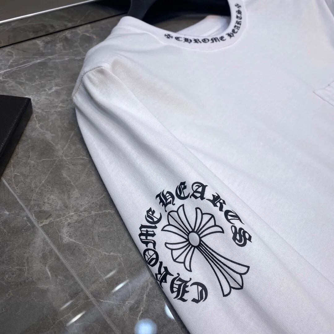 P160 Chrome Hearts long T series, the same style as the stars, synchronized with the counter, Sanskrit cross ⭐ long-sleeved T-shirt, the same style as the stars❤ Special customized version 1:1 high weight fabric 🌈Recommended colors: white black 🌈 Size: S, M, L, XL.